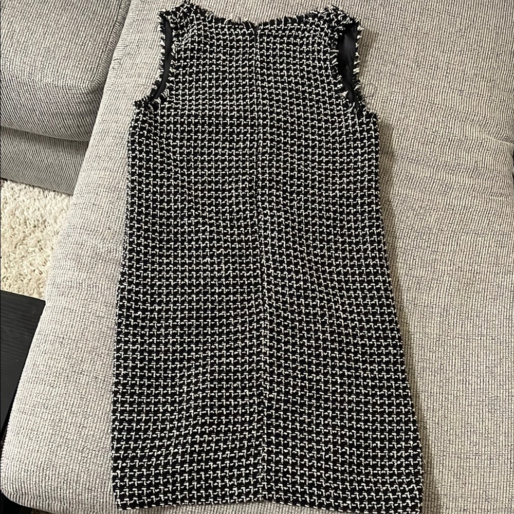 Mango Black and White Sheath V-Neck Mini Dress - Picture 6 of 7